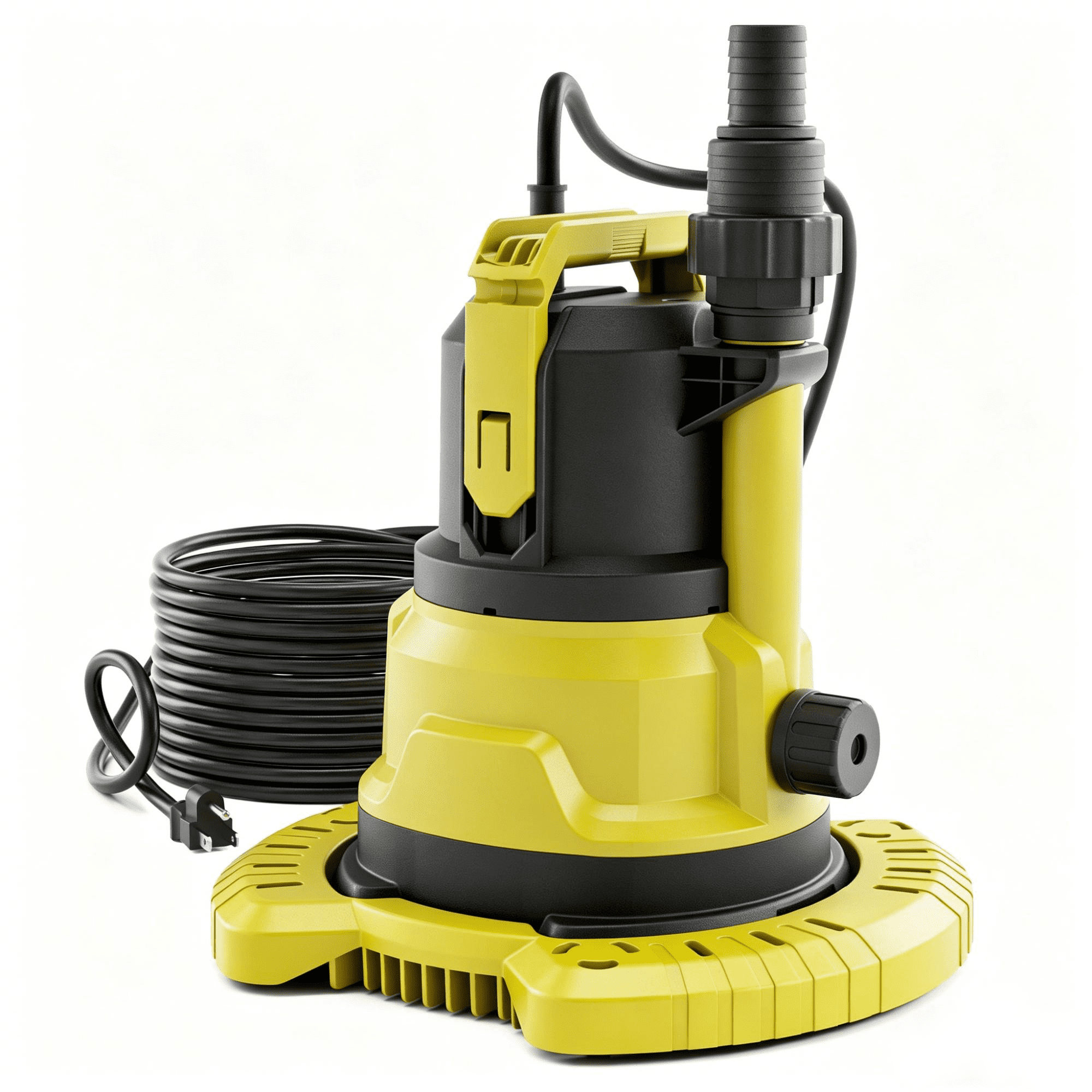 1HP Submersible Sump Pump, Upgraded Pool Cover Pump with Dual Water Outlets & Filter Net - 3500GPH Portable Electric Transfer Pump for Pool, Hot Tubs, Basement Floods, Yellow