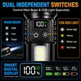 thumbnail image 3 of Rechargeable Flashlight with COB Work Light,  High Lumen LED Flashlight with Digital Power Display, Dual Switch, IPX6 Waterproof, 3000mAh Battery & Bonus Mini UV Flashlight, 3 of 15