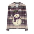 thumbnail image 5 of Christmas Top for Women Holiday Snowman Print Shirt Long Sleeve Crew Neck Blouse Christmas Party Top V Neck Tops with Buttons My Items, 5 of 7