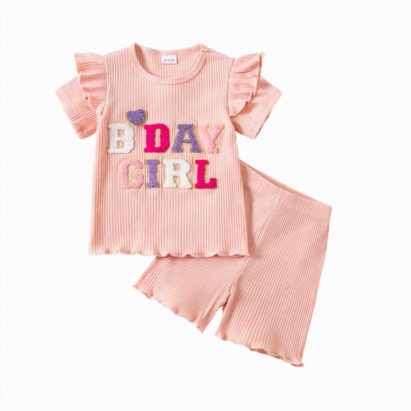 ZHANGDER Toddler Baby Girl Summer Clothes 1T 2T 3T 4T 5T T-Shirts Shorts Clothing Set Ribbed Knit Cute Summer Outfits 2 Pieces Shorts Set, Red 3-4T