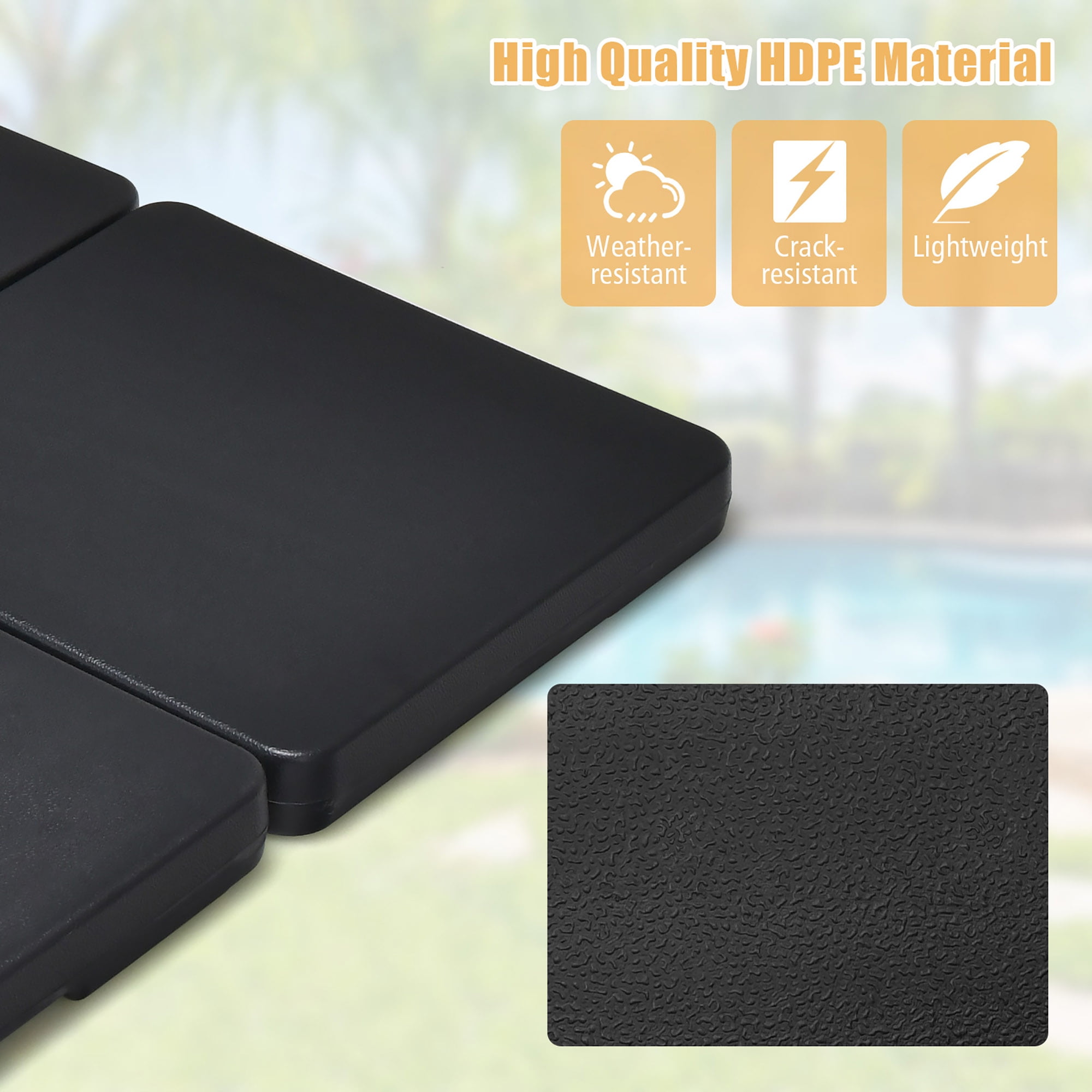 Costway Patio 4pcs 13L Cantilever Offset Umbrella Base Heavy Duty Outdoor Square Black