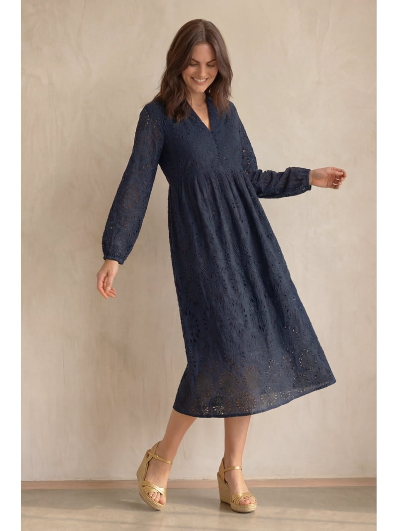 fit & flare eyelet midi dress Fit & Flare Eyelet Midi Dress
