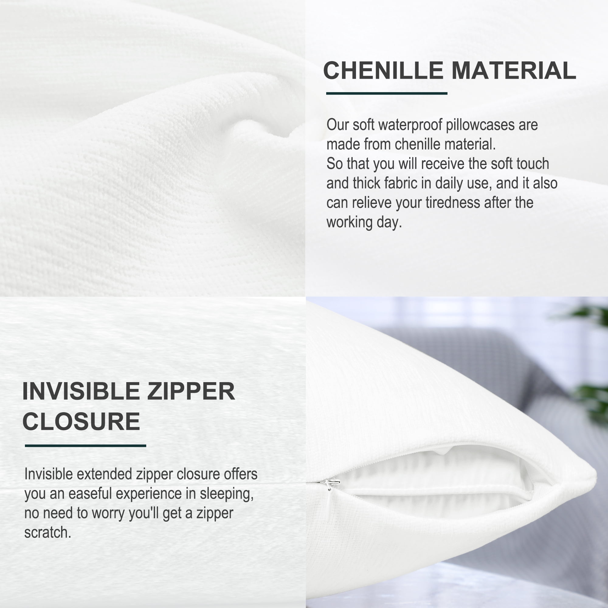 Unique Bargains Soft Water Repellent Throw Pillow Covers White 16"x16"