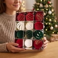 thumbnail image 6 of 12 Pack, Christmas Tree Ornaments Set 2.5 Inch Velvet Christmas Ornaments Flocked Burgundy Red Green Christmas Ball Ornaments for Indoor Christmas Decorations Holiday Home Party, 6 of 7