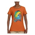 thumbnail image 2 of Mahi-Mahi Fish Catching Small Fish Animal Lover Womens Graphic T-Shirt, Orange, Medium, 2 of 3