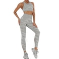 thumbnail image 4 of TFixol Conjunto de yoga de camuflaje para mujer, sujetador de 2 piezas, medias, traje, top corto, 4 of 8