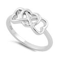 thumbnail image 1 of 925 Sterling Silver Oxidized Platinum Plated Infinity Hearts Women Ring, 1 of 2