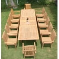 thumbnail image 3 of Teak Dining Set:12 Seater 13 Pc - 117" Rectangle Table And 12 Cahyo Stacking Arm Chairs Outdoor Patio Grade-A Teak Wood WholesaleTeak #WMDSCHe, 3 of 3