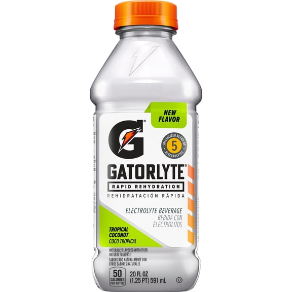Gatorade Gatorlyte Lower Sugar Tropical Coconut Flavored Electrolyte Beverage 20 oz Bottle