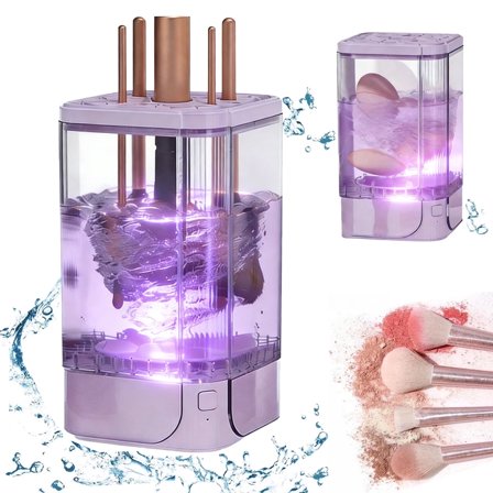 Wiher Makeup Brush Cleaner,Electric Makeup Brush Washer Tool with Ultraviolet Disinfection Low-noise Design,360° High-speed Rotation No Damage the Bristle for All Size Brushes Sponges,Gift for Women