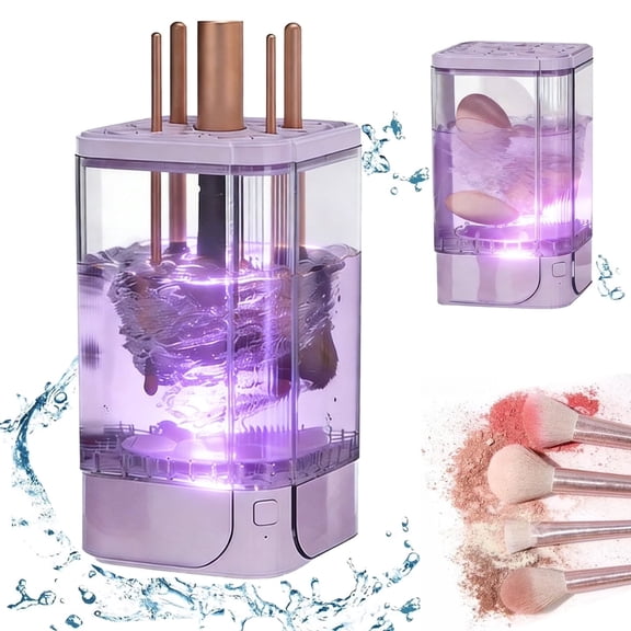Wiher Makeup Brush Cleaner,Electric Makeup Brush Washer Tool with Ultraviolet Disinfection Low-noise Design,360° High-speed Rotation No Damage the Bristle for All Size Brushes Sponges,Gift for Women