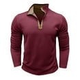 thumbnail image 3 of GigrtiJin Mens Quarter Zip Sweatshirt Long Sleeves Casual Collar Pullover Tops Fashion Solid Color Loose Blouse, 3 of 6