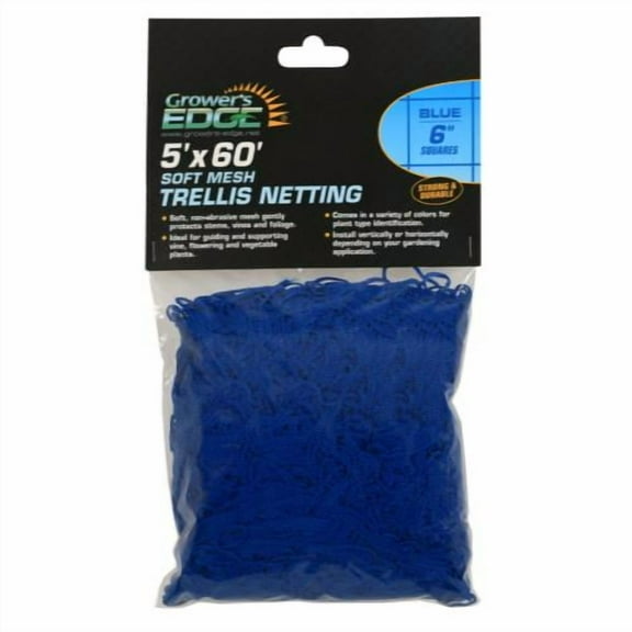 Grower's Edge Soft Mesh Trellis Netting 5 ft x 60 ft w/ 6 in Squares - Blue