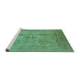 thumbnail image 2 of Ahgly Company Machine Washable Indoor Rectangle Oriental Turquoise Blue Industrial Area Rugs, 2' x 5', 2 of 4