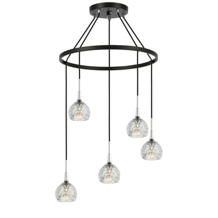 Woodbridge Lighting Bristol 5-Light Glass Chandelier in Chrome/Bronze/Mercury