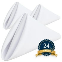 Wealuxe White Cloth Napkins Set of 24-17x17 Inches, 220 GSM Thick and Durable 100% Polyester Napkins, Stain and Wrinkle Free Dinner Napkins Cloth Washable