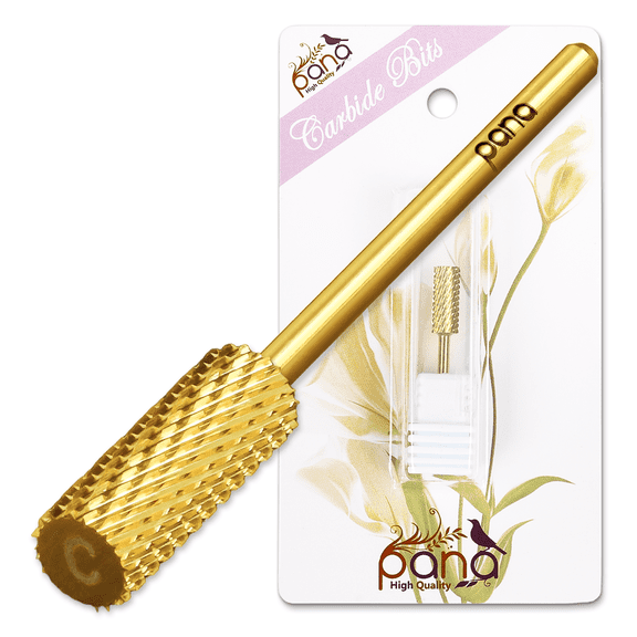 Beauticom 3/32" Flat Top Small Barrel Gold Carbide Nail Drill Bit - Coarse Grit