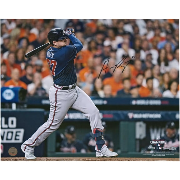 Austin Riley Atlanta Braves Autographed 16" x 20" 2021 World Series Champions Hitting Photograph - Fanatics Authentic Certified