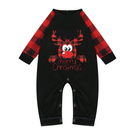 

Baby Christmas Striped Printing Long Sleeve Jumpsuit Family Clothes Pajamas christmas pajamas for women