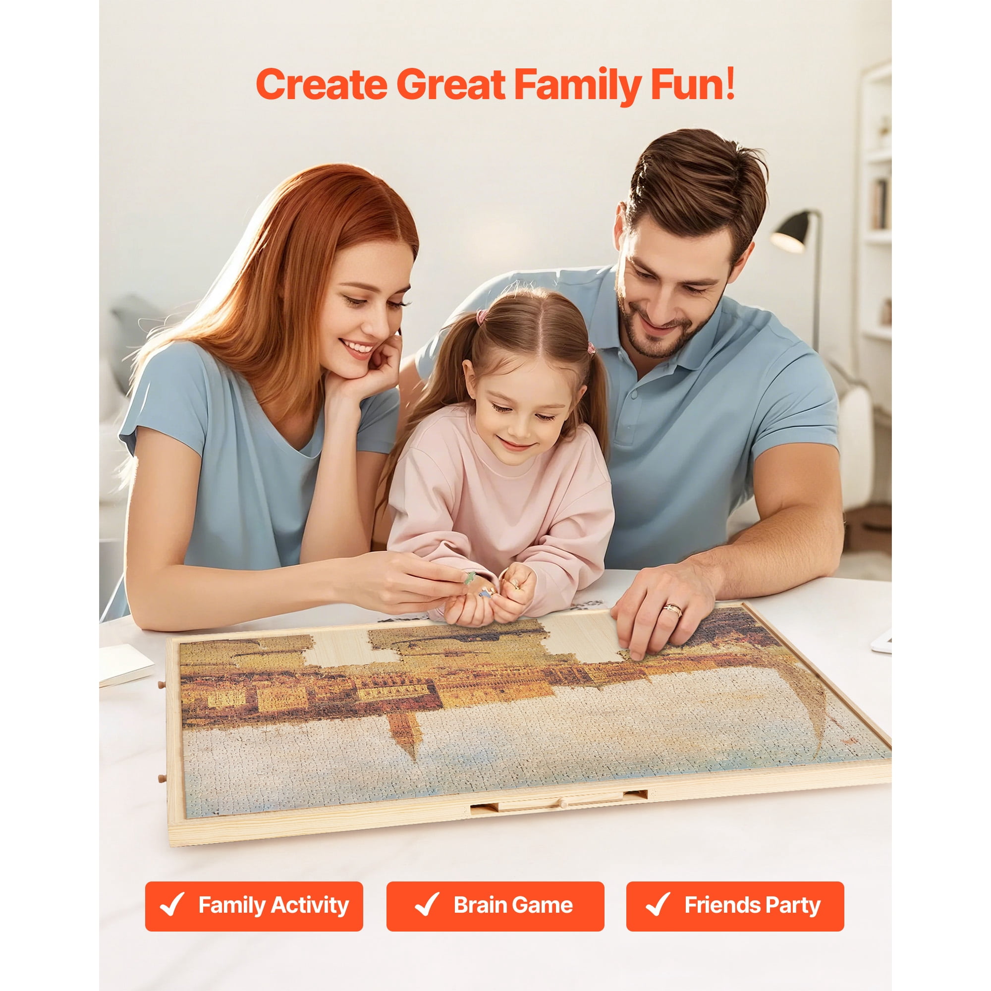 KFFKFF 2000-Piece Rotating Puzzle Board with 5 Drawers and Cover, 40x29 in Portable Wooden Table, Jigsaw Puzzle Accessories for Adults, Puzzle Organizer Storage System, Ideal Birthday Gift for Mom