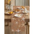thumbnail image 3 of Vintage Terracotta Starfish Table Runner 120 Inches Long,Summer Coastal Beach Marine Life Cotton Linen Table Runners Dresser Scarves,Fabric Tabletop Scarf Furniture Cover for Dinner Party 13"x120", 3 of 9