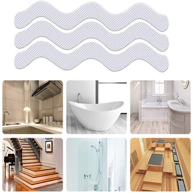 Tiras adhesivas antideslizantes, pegatinas antideslizantes, pegatinas antideslizantes tipo S para baño, para suelo de baño, piscina, escaleras con raspador (4 juegos (96 piezas) ZefeiWu 8390611556624