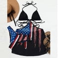 thumbnail image 2 of WREESH Women's Figure-Flattering One-Piece Swimsuit American Flag Cut-Out with Tummy Control for Beach Comfort Wear Black, 2 of 9