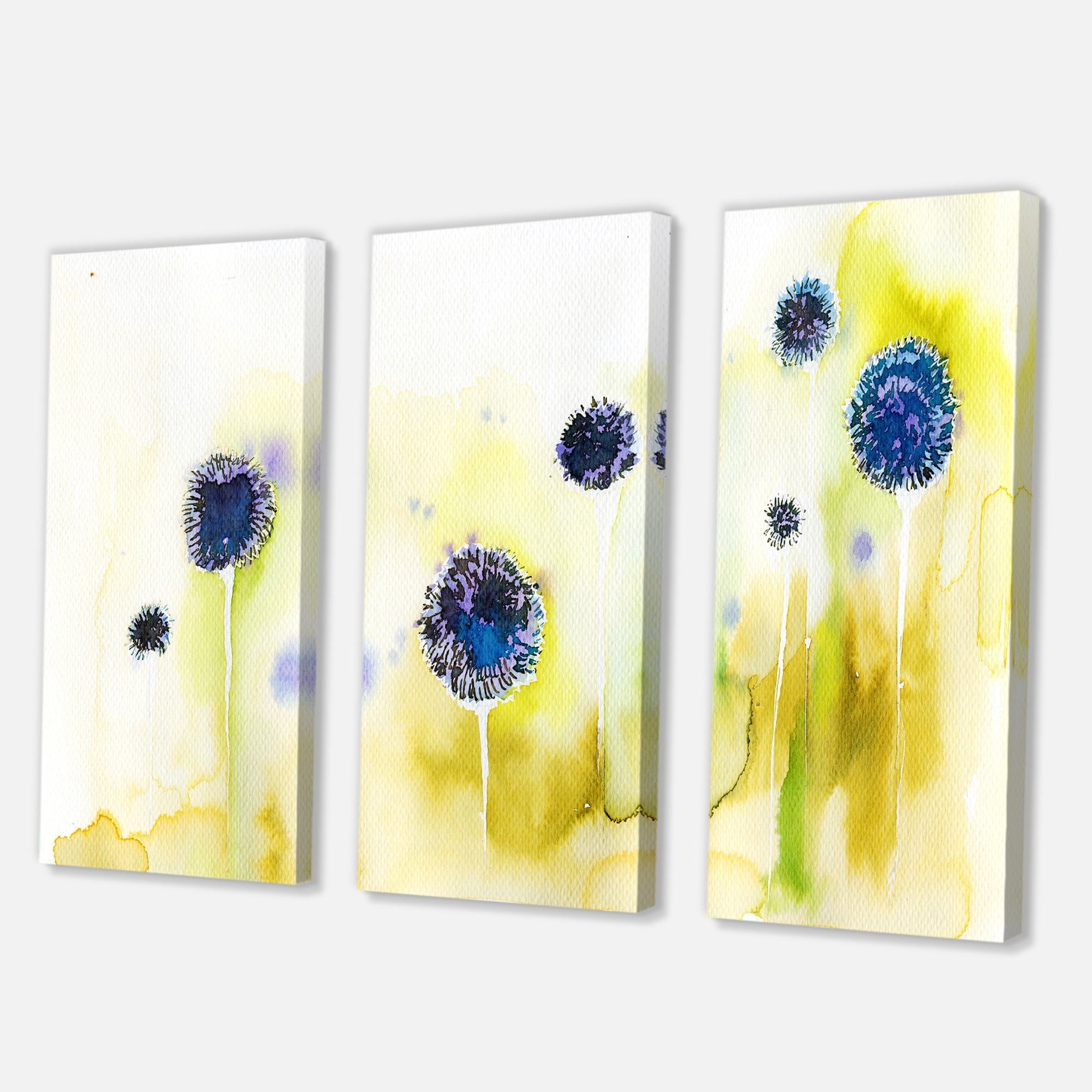 Designart ' Abstract Blue Flowers In The Meadow ' Traditional Canvas Wall Art Print