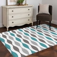 thumbnail image 3 of Cyan Turquoise Grey Area Rugs 4x6 ft Medieval Print Waves Geometric Washable Rug Non Slip Indoor Carpet Absorbent Floor Mat for Living Room Bedroom Dining Room, 3 of 9