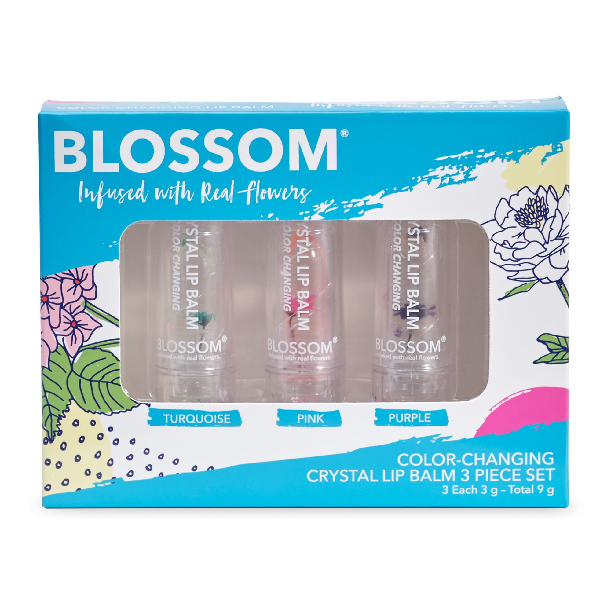 Blossom Color Changing Crystal Lip Balm 3 Piece Set