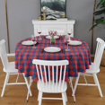 thumbnail image 2 of Red Blue Checkered Pattern Round Tablecloth 60"x60",Wrinkle Wipeable Table Cloth for Kitchen Dining Room Picnic Patio Party, 2 of 6