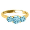 thumbnail image 2 of Mauli Jewels Rings for Women 2.15 Carat Three Stone Aquamarine Ring 4-prong 10k Yellow Gold, 2 of 7