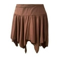 thumbnail image 6 of Riforla Women Lace Mini Skirt Low Rise Micro Skirt Asymmetrical Ruffle Hem Flared Lingerie Short Skirts Women's Skirts Coffee S, 6 of 6