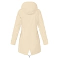 thumbnail image 3 of Girls Waterproof Hooded Jackets Mid to Long Length Solid Rain Jacket Lightweight Soft Lining Kids Windbreaker Rain Coats with Pockets Easy On/Off Design(Beige,5-6 Years), 3 of 5