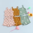 thumbnail image 2 of Gupgi Baby Girl Heart/Floral Print Sleeveless Ruffle Rib Vest and Elastic Waist Shorts 2Pcs Set, 2 of 9