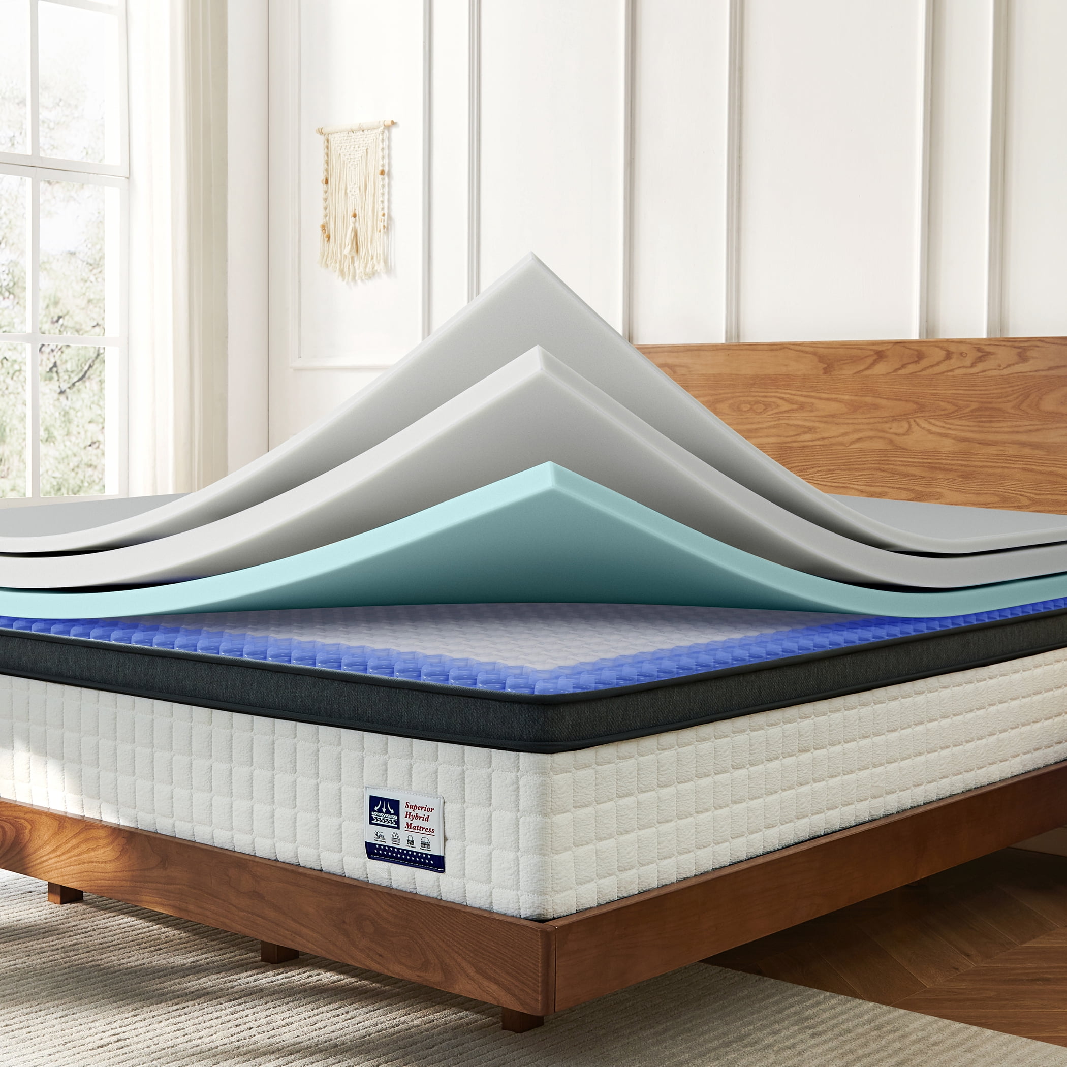 Vumece 14 Inch King Size Mattress in a Box, Luxurious Hybrid Mattress with Pressure Relieving Memory Foam and Individual Pocket Innerspring Coils for Balanced Feel, CertiPUR-US Certified