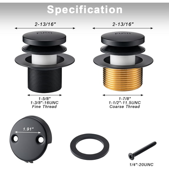 RENACLIPY Universal Tub Stopper Black Copper Easy Installation Bathtub Accessory