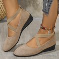 thumbnail image 2 of Willtoo Womens Crisscross Elastic Strap Wedge Flats Comfort Slip‑On Mary Jane Shoes Soft Lightweight Non‑Slip Round Toe Casual Walking Shoes, 2 of 6