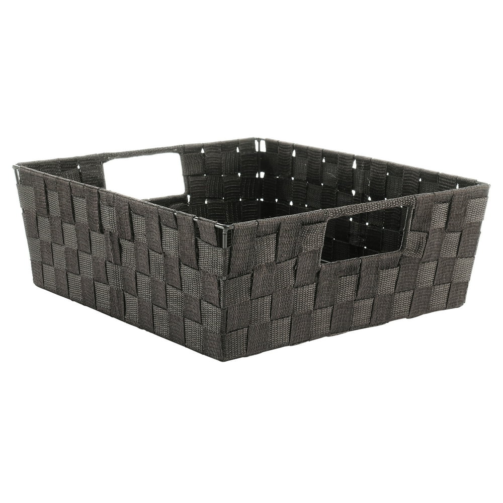 Whitmor Woven Strap Shelf Storage Tote Basket Espresso 13" x 15" x