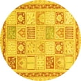 thumbnail image 1 of Ahgly Company Machine Washable Indoor Round Abstract Yellow Modern Area Rugs, 6' Round, 1 of 4