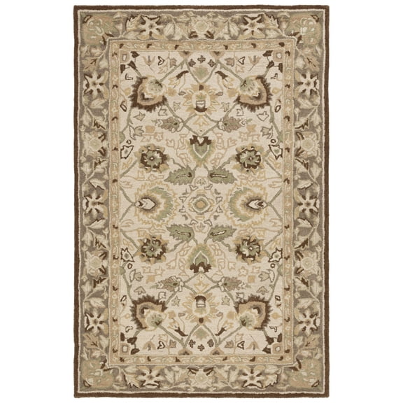 SAFAVIEH Anatolia Venice Floral Wool Area Rug, Ivory/Brown, 6' x 9'