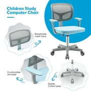 Infans Kids Desk Chair Adjustable Height Children Study Chair w/Auto Brake Casters Blue