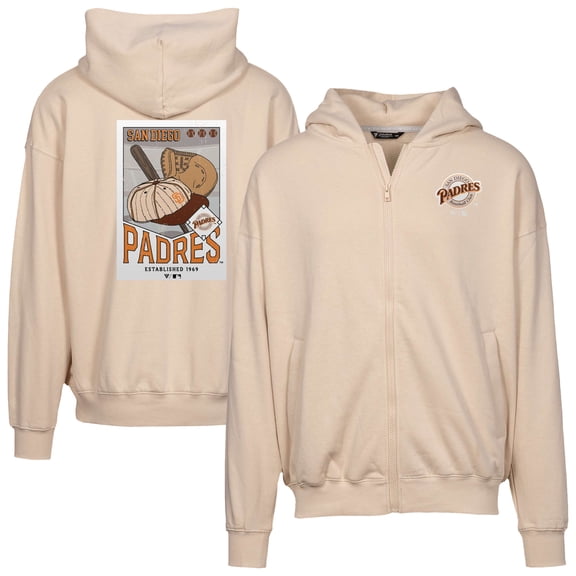 Men's Levelwear Khaki San Diego Padres Uphill Cooperstown Collection Core Logo Full-Zip Hoodie