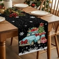 thumbnail image 5 of Black Christmas Trucks Cotton Linen Table Runner for Dining Kitchen, Xmas Tree Winter Gifts Snowflake Wedding Outdoor Party Tablerunners Decoration, Dresser Scarf Coffee Tablecloth Runners 13"x90", 5 of 9