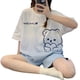 thumbnail image 3 of Pijamas de mujer de verano de manga corta pantalones cortos de algodón artificial traje de estudiante dulce linda caricatura ropa de casa de mujer, 3 of 5