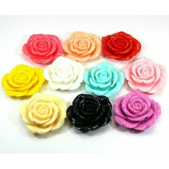U8MO 10 Mixed Color Flatback Resin Large Flower Cabochon 42mm DIY Embellishments