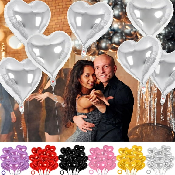 Moocorvic 10 Pcs Heart Shaped Red Foil Balloons, for Anniversary Wedding Engagement Birthday Party Valentines Day Decorations