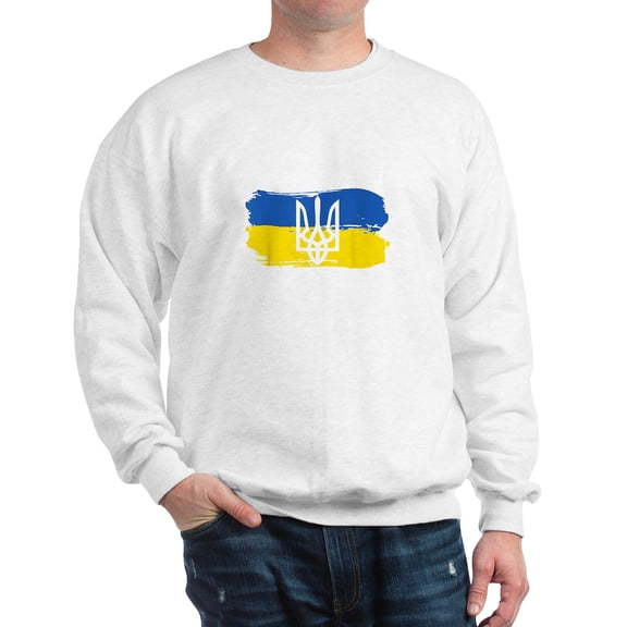 CafePress - I Stand With Ukraine Flag Emblem Map Pa Sweatshirt - Crew Neck Sweatshirt