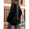 thumbnail image 4 of Fancyglim Women Round Neck Sweatshirt Long Sleeve Oversized Blouse, Black 2XL, 4 of 7
