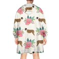 thumbnail image 2 of Saint Bernard Dog Breed and Flower Floral Wearable Oversized Blanket,Wearable Blanket Hoodie for Adults,Cozy Hooded Blankets with Super Pockets,Super Warm Fuzzy Pullover for Women & Men, 2 of 6